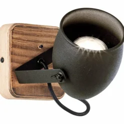 Applique murale Brilliant CROWTON Bois foncé, Noir, 1 lumière