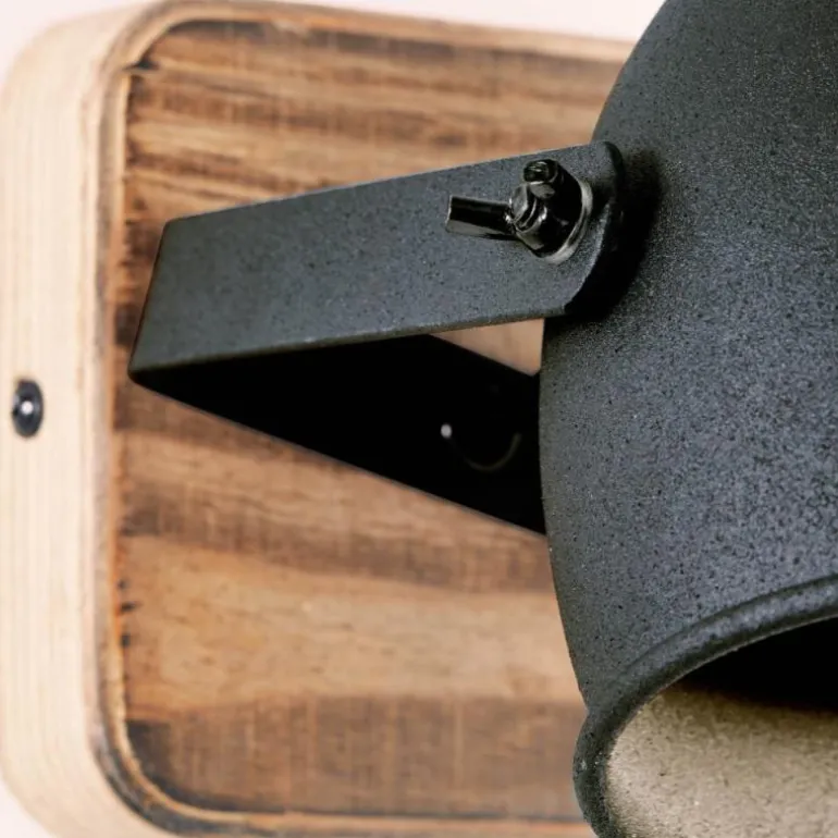 Applique murale Brilliant CROWTON Bois foncé, Noir, 1 lumière