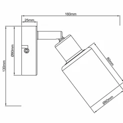 Applique murale Brilliant Loralie Noir, 1 lumière