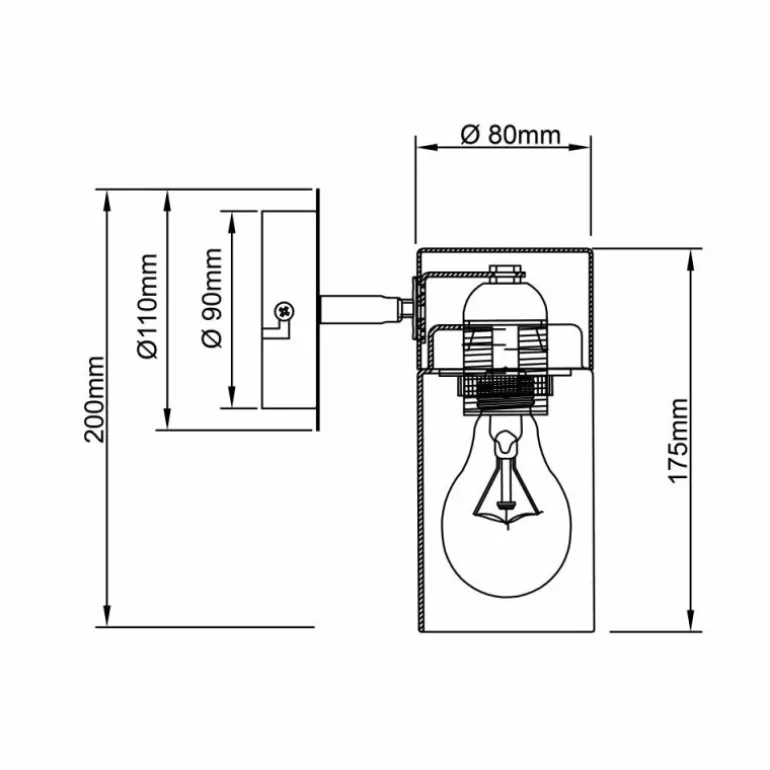 Applique murale Brilliant Alia Noir, 1 lumière