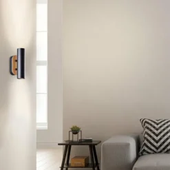 Applique murale Brilliant Niels Écru, Noir, 2 lumières