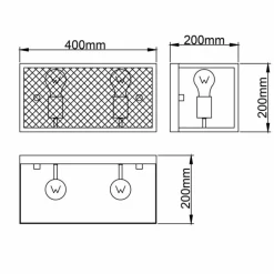 Applique murale Brilliant Maze Noir, 2 lumières