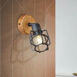 Applique murale Brilliant Gwen Bois foncé, 1 lumière