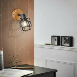 Applique murale Brilliant Gwen Bois foncé, 1 lumière