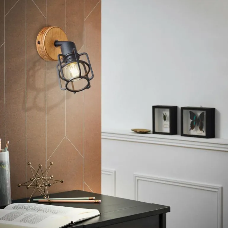 Applique murale Brilliant Gwen Bois foncé, 1 lumière