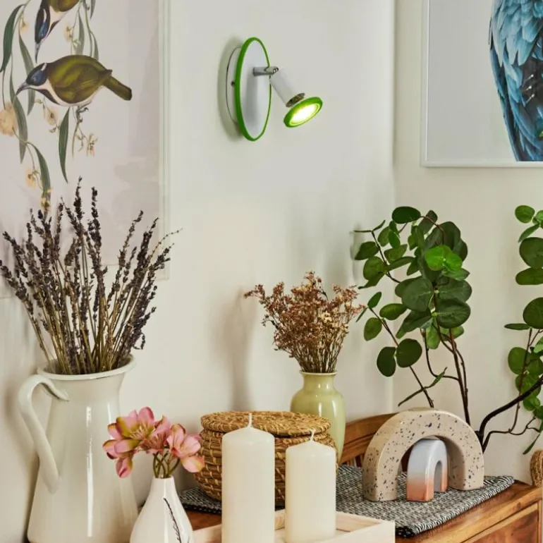 Applique murale Cabri LED Chrome, Vert, Blanc, 1 lumière