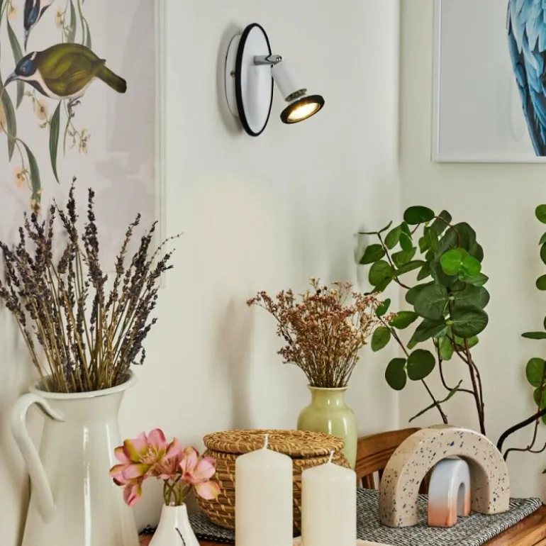 Applique murale Cabri LED Chrome, Noir, Blanc, 1 lumière