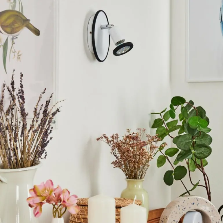 Applique murale Cabri LED Chrome, Noir, Blanc, 1 lumière