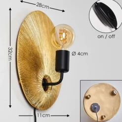 Applique murale Calcasieu Noir doré, 1 lumière