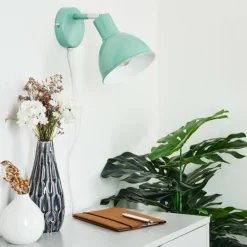 Applique murale Caney Chrome, Vert, 1 lumière