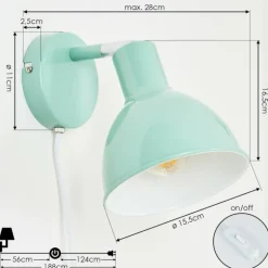 Applique murale Caney Chrome, Vert, 1 lumière