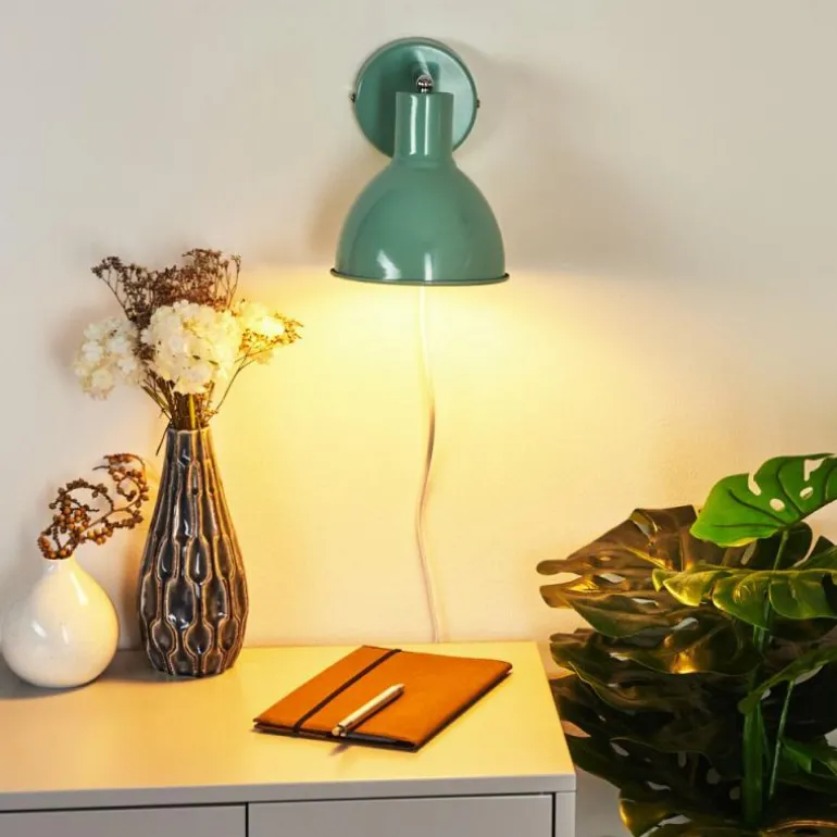 Applique murale Caney Chrome, Vert, 1 lumière