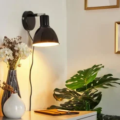 Applique murale Caney Chrome, Noir, 1 lumière