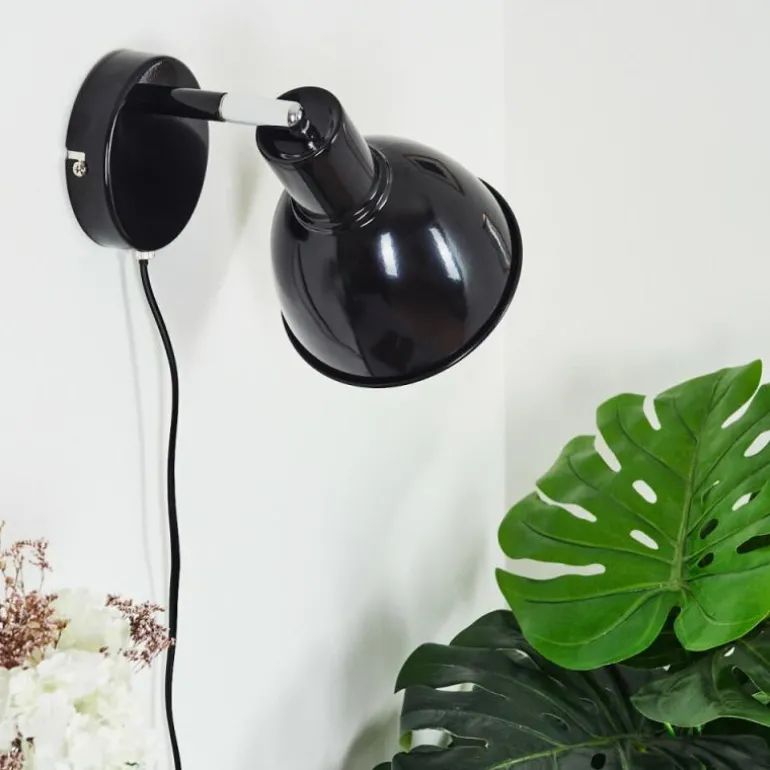 Applique murale Caney Chrome, Noir, 1 lumière