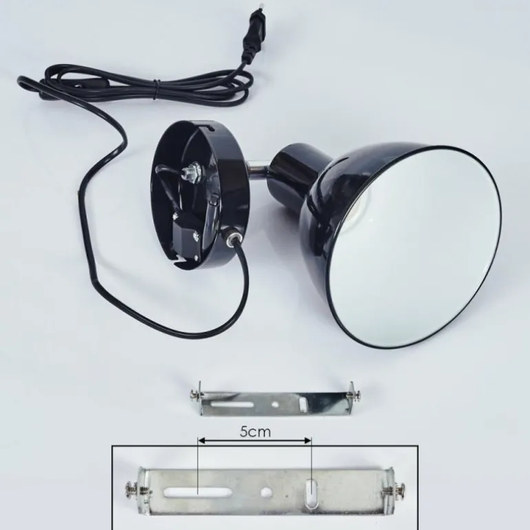 Applique murale Caney Chrome, Noir, 1 lumière