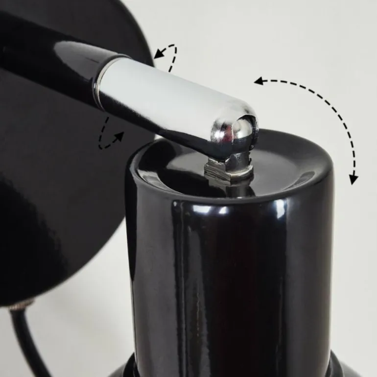 Applique murale Caney Chrome, Noir, 1 lumière