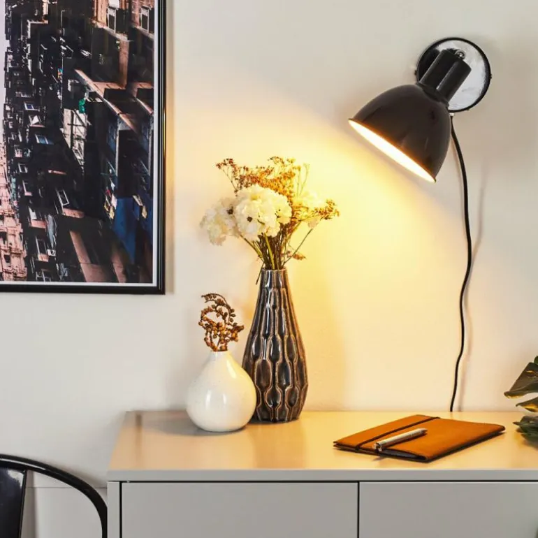 Applique murale Caney Chrome, Noir, 1 lumière