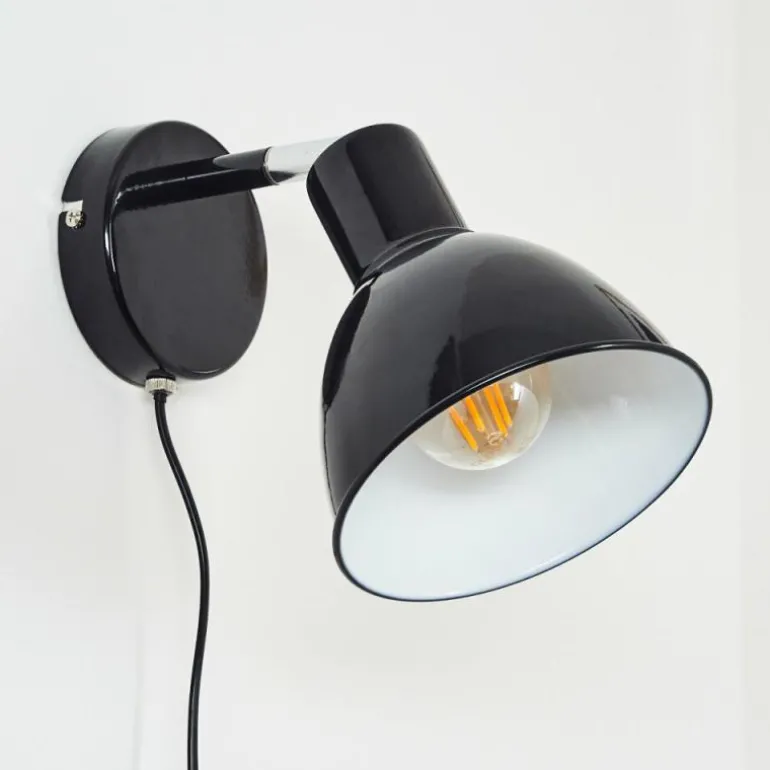 Applique murale Caney Chrome, Noir, 1 lumière