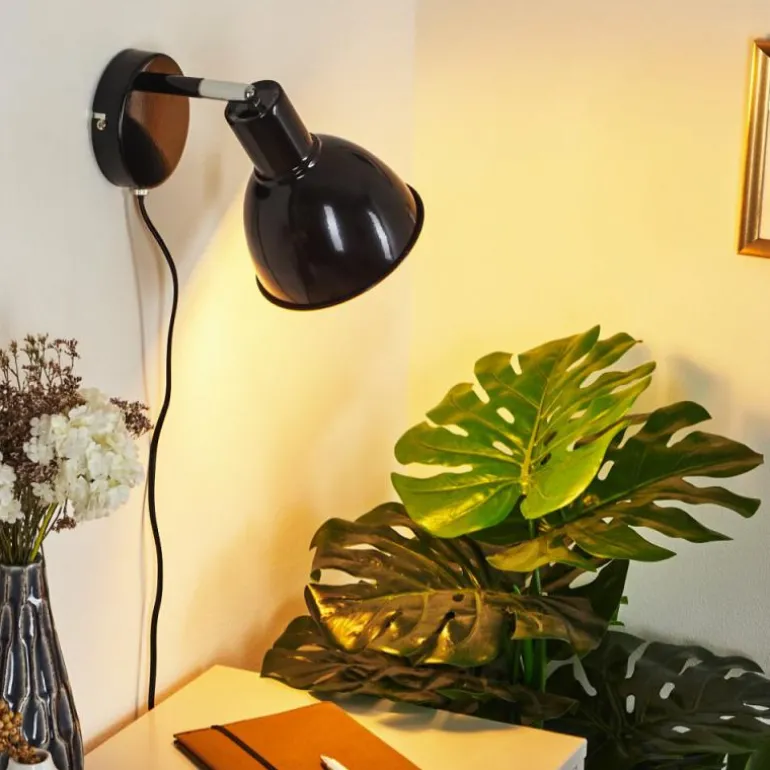 Applique murale Caney Chrome, Noir, 1 lumière