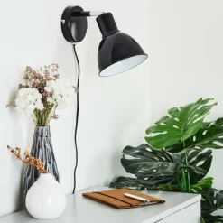 Applique murale Caney Chrome, Noir, 1 lumière