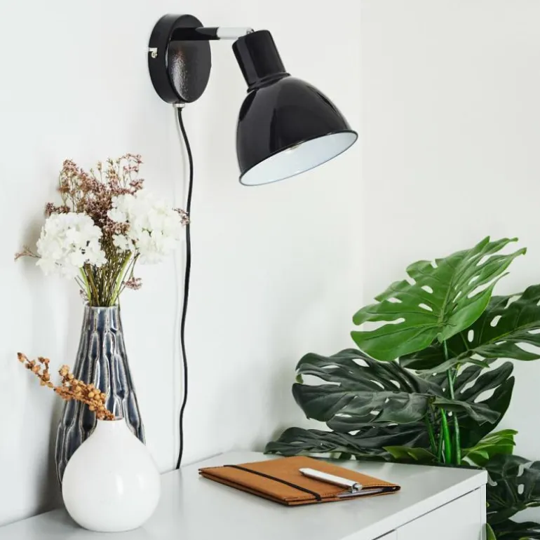 Applique murale Caney Chrome, Noir, 1 lumière