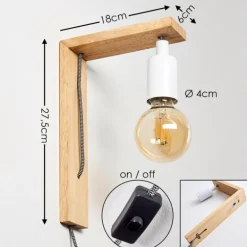 Applique murale Canoe Bois clair, 1 lumière