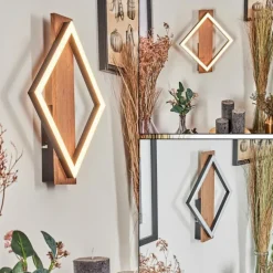 Applique murale Cascade LED Brun, Couleur bois, Noir, 1 lumière