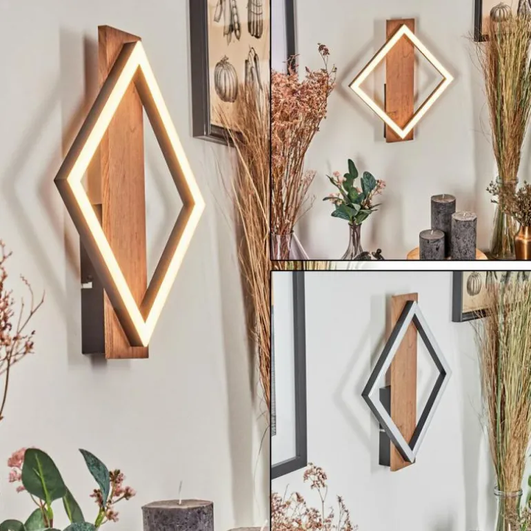 Applique murale Cascade LED Brun, Couleur bois, Noir, 1 lumière