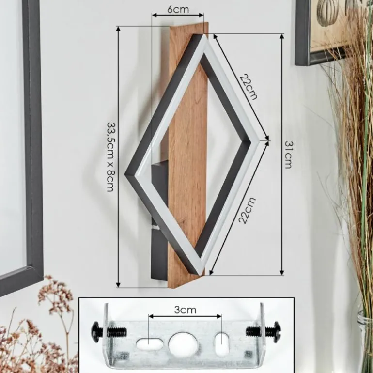 Applique murale Cascade LED Brun, Couleur bois, Noir, 1 lumière