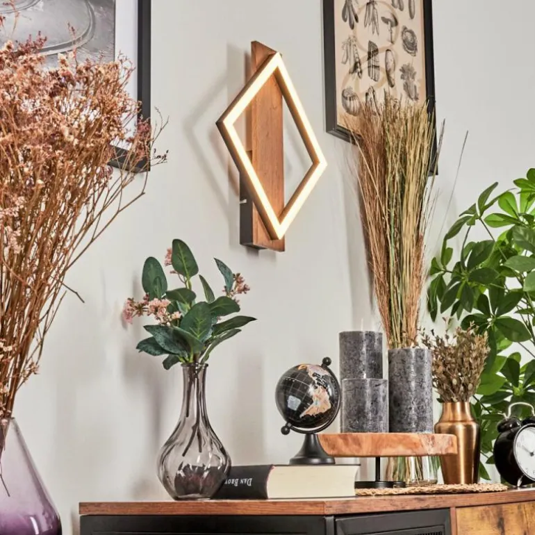 Applique murale Cascade LED Brun, Couleur bois, Noir, 1 lumière