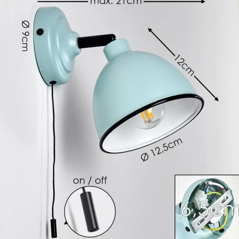 Applique murale Catharine Bleu, Noir, 1 lumière