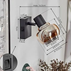 Applique murale Cevio Noir, 1 lumière