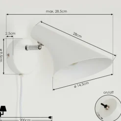 Applique murale Corralcay Chrome, Blanc, 1 lumière