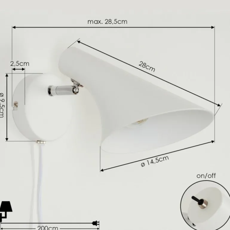 Applique murale Corralcay Chrome, Blanc, 1 lumière