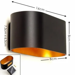 Applique murale Dapp Noir doré, 1 lumière