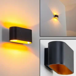 Applique murale Dapp Or, Noir, 1 lumière