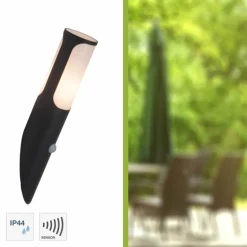 Applique murale d'extérieur Brilliant Leuchten Gap Anthracite, 1 lumière, Détecteur de mouvement