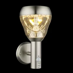 Applique murale d'extérieur Globo LED Clair, 1 lumière, Détecteur de mouvement