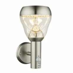 Applique murale d'extérieur Globo LED Clair, 1 lumière, Détecteur de mouvement