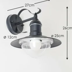 Applique murale d'extérieur Broni Noir, 1 lumière