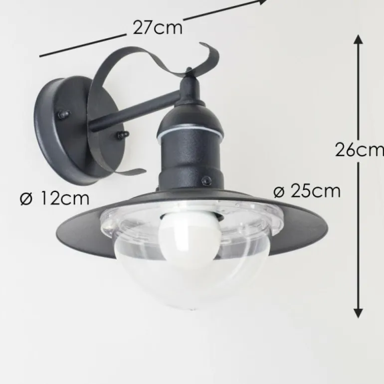 Applique murale d'extérieur Broni Noir, 1 lumière