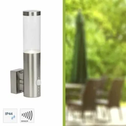 Applique murale d'extérieur Brilliant Bergen LED Acier inoxydable, 1 lumière, Détecteur de mouvement