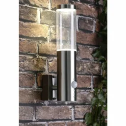 Applique murale d'extérieur Brilliant Bergen LED Acier inoxydable, 1 lumière, Détecteur de mouvement