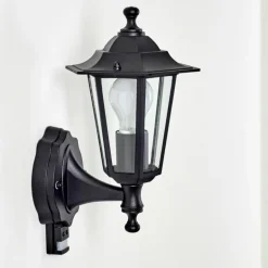 Applique murale d'extérieur Valtimo Noir, 1 lumière, Détecteur de mouvement