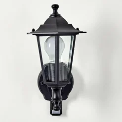 Applique murale d'extérieur Valtimo Noir, 1 lumière, Détecteur de mouvement