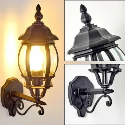 Applique murale d'extérieur Lentua Noir, 1 lumière