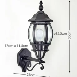 Applique murale d'extérieur Lentua Noir, 1 lumière