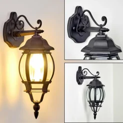 Applique murale d'extérieur Lentua Noir, 1 lumière