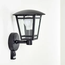 Applique murale d'extérieur Siera Noir, 1 lumière, Détecteur de mouvement