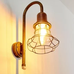 Applique murale d'extérieur Borkan Brun doré, 1 lumière, Détecteur de mouvement